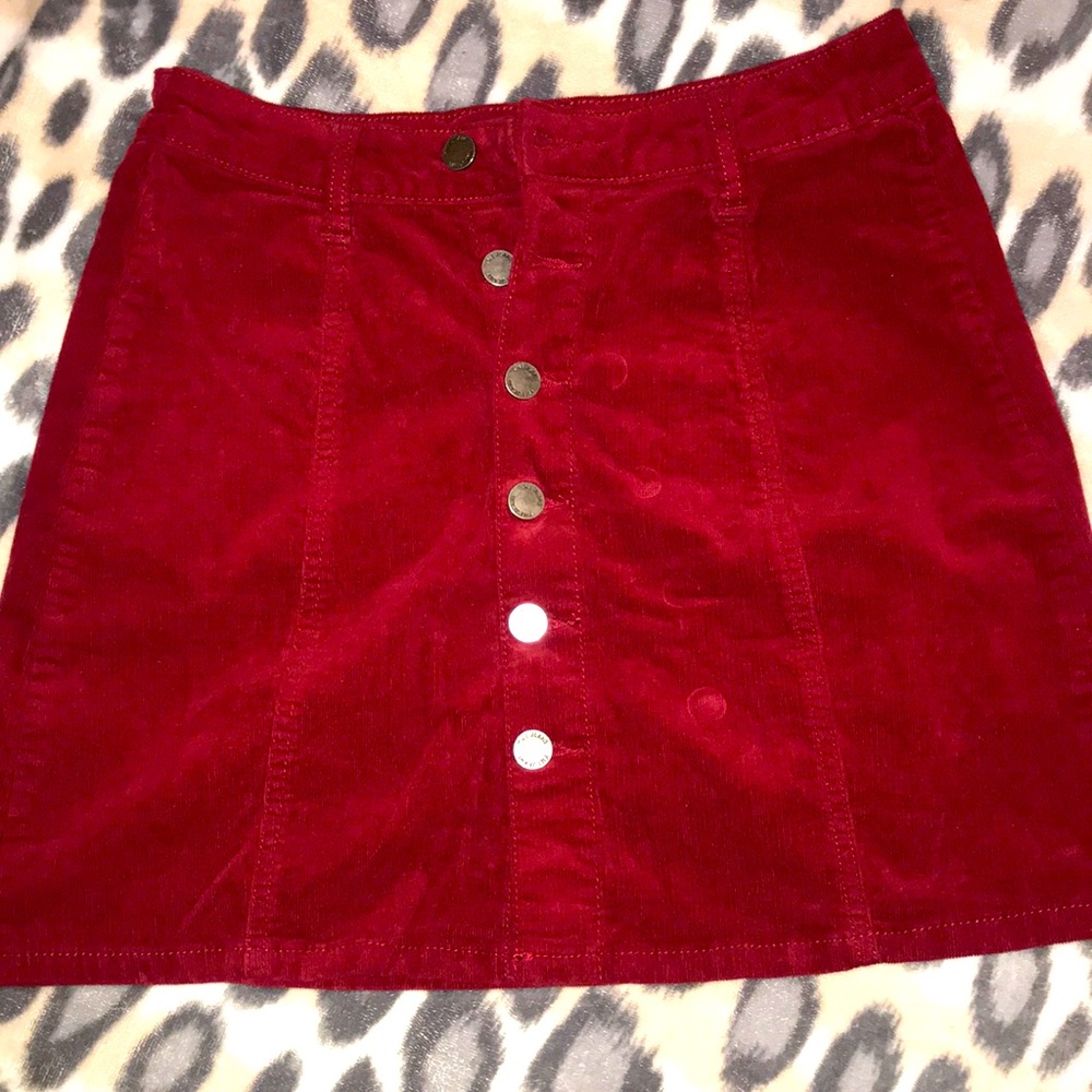 burgundy Suede jean skirt